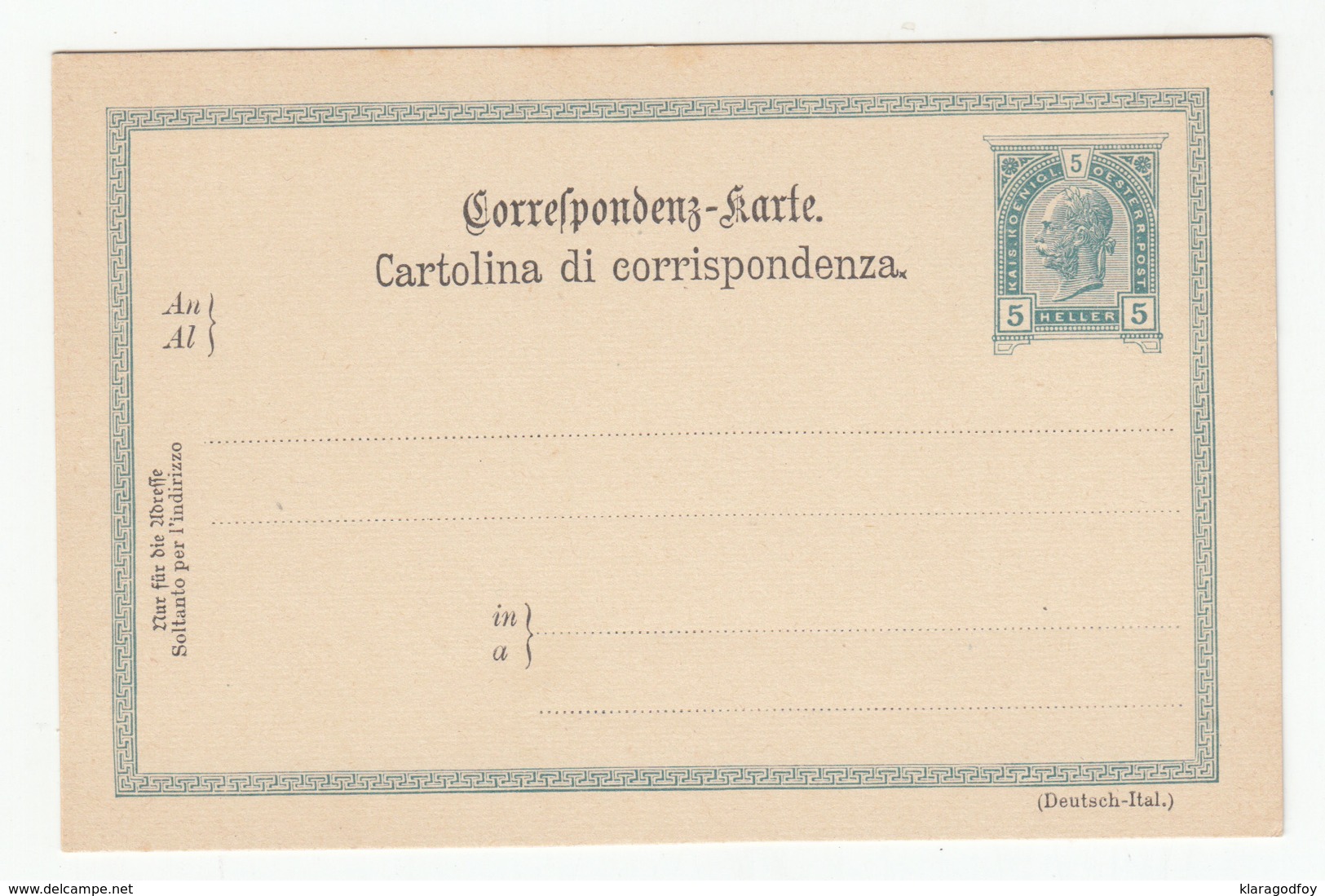 Austria - Italian Postal Stationery Correspondenz Karte Cartolina Di Corrispondenza Unused B180725 - Altri & Non Classificati