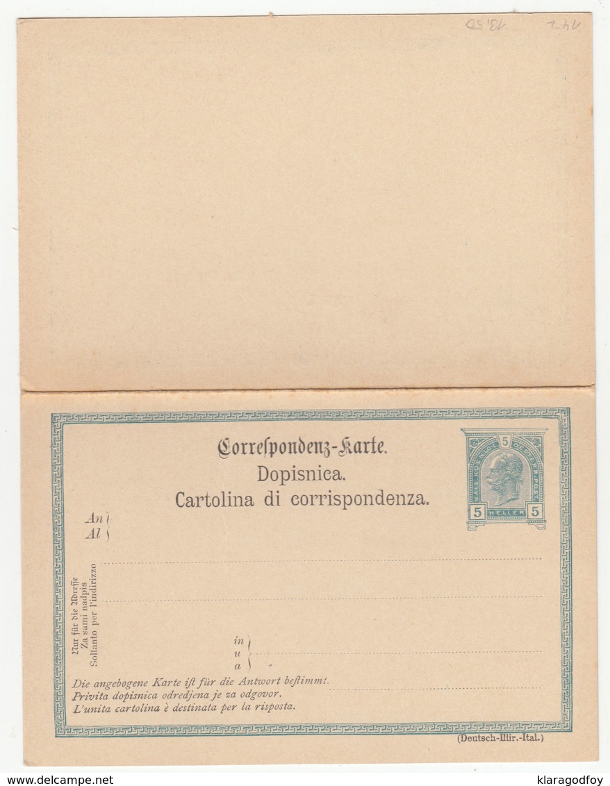 Austria - Croatian Italian Postal Stationery Postal Card With Reply Unused B180725 - Altri & Non Classificati