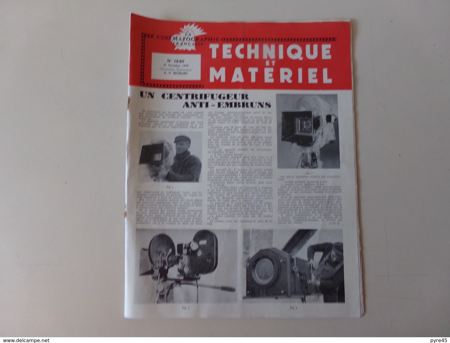 Magazine " Technique Et Matériel " N° 1840 Octobre 1959 " Un Centrifugeur Anti-embrun " - Magazines