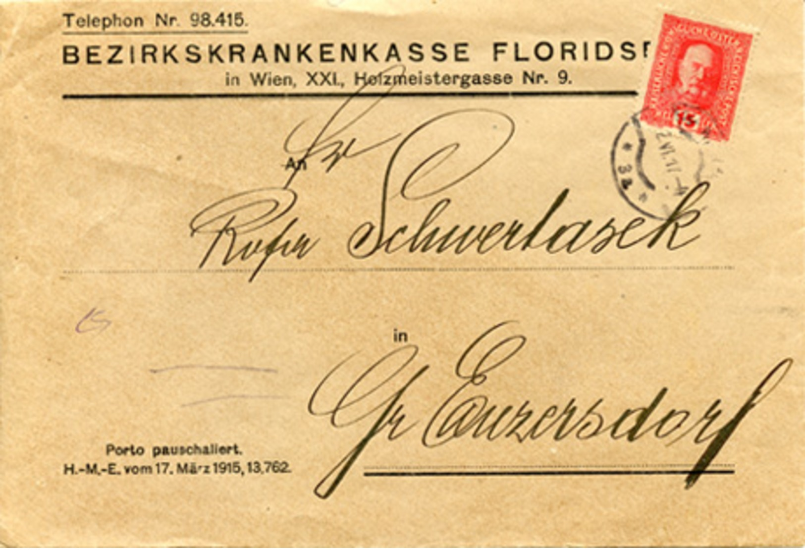 (e725) Brief Österreich St. Wien N. Euzersdorf - Briefe U. Dokumente