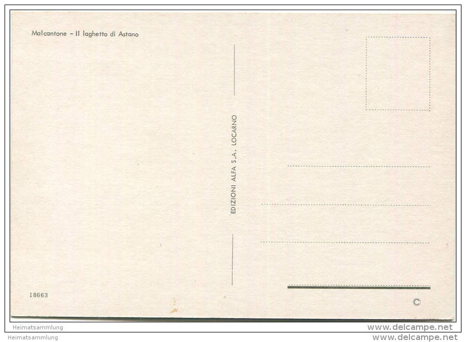 Malcantone - Il Laghetto Di Astano - AK Grossformat - Edizioni Alfa S.A. Locarno - Astano