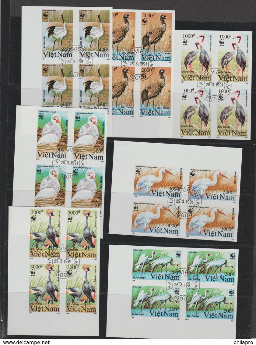 .VIETNAM  1991  IMPERF /NON DENT  OISEAU / BIRD  WWF  Used  Complete Set  Réf  91 - Used Stamps