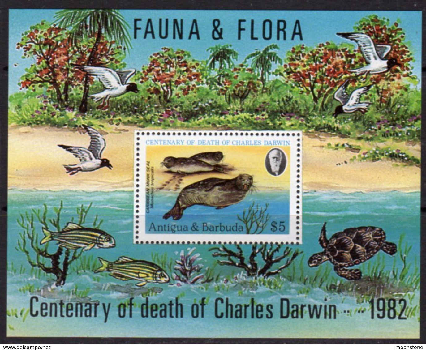 Antigua & Barbuda 1982 Charles Darwin Flora & Fauna MS, MNH, SG 747 - Antigua En Barbuda (1981-...)