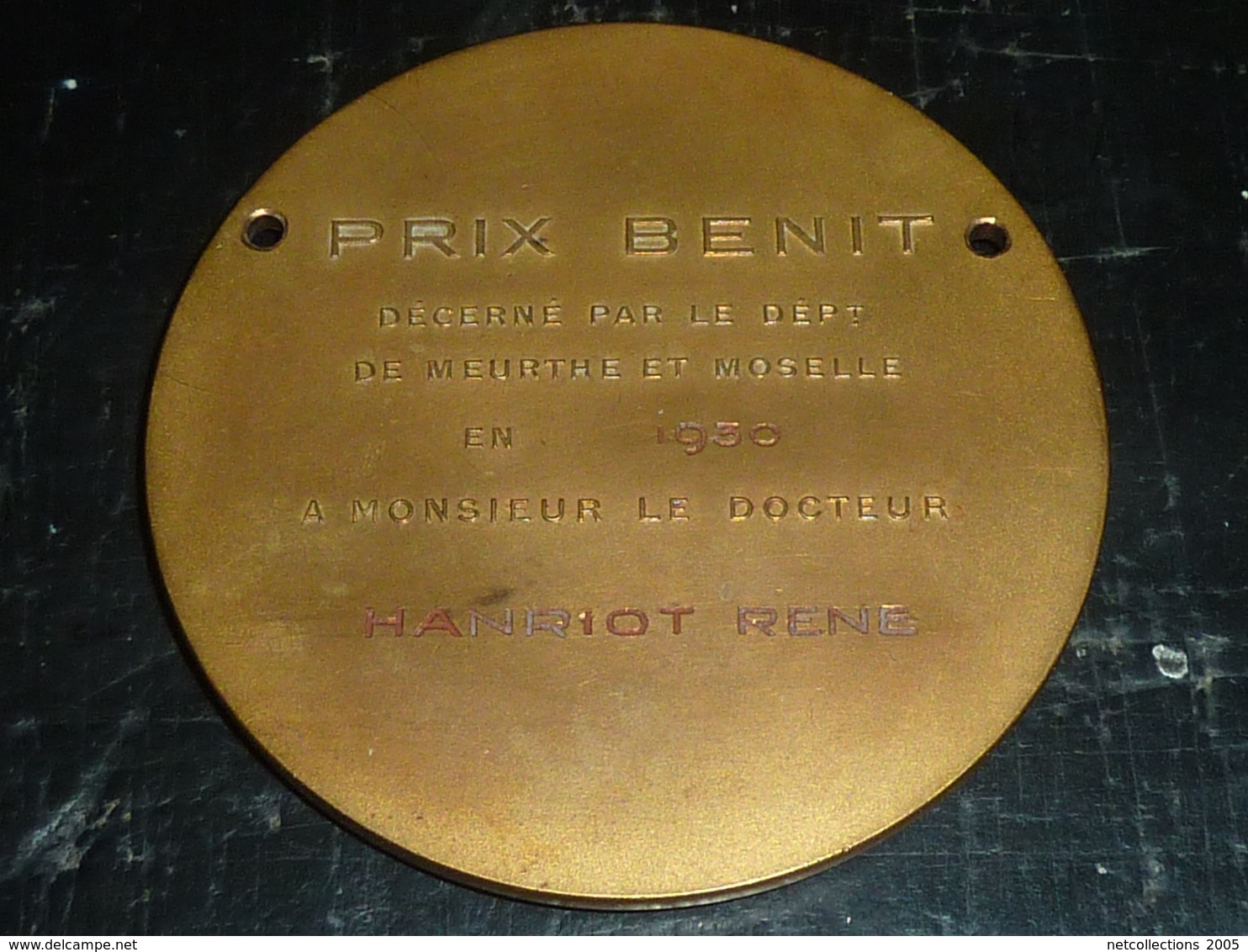 MEDAILLE Gravé Par Aristide Colotte 1885/1959 Prix Benit Décerné Par Le Départemt DE MEURTHE ET MOSELLE EN 1930... (XX) - Professionnels / De Société