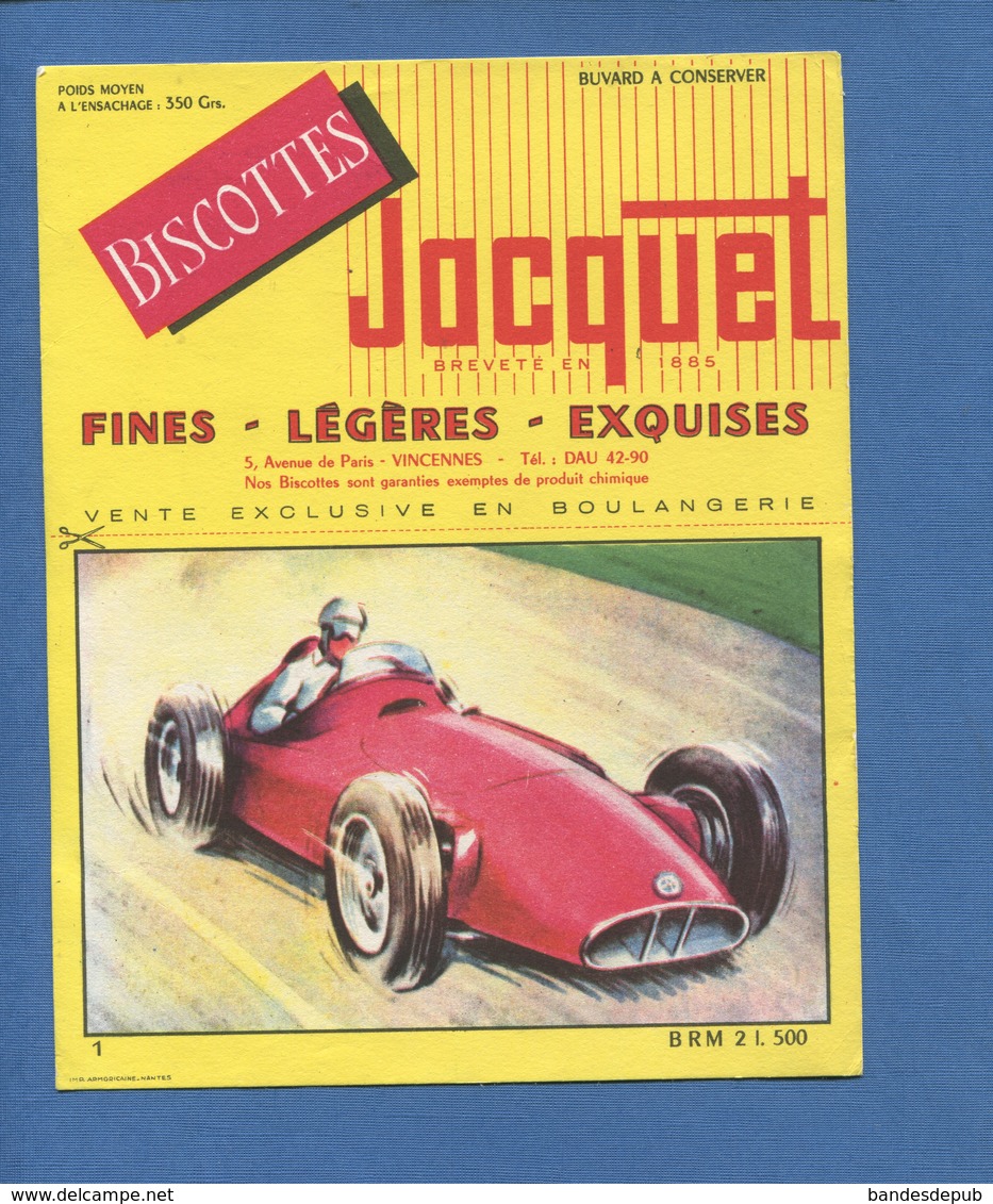 Biscotte Jacquet Buvard Voiture Automobile Course Rouge BMR  Illustration Dagobert Imp Armoricaine Nantes - J