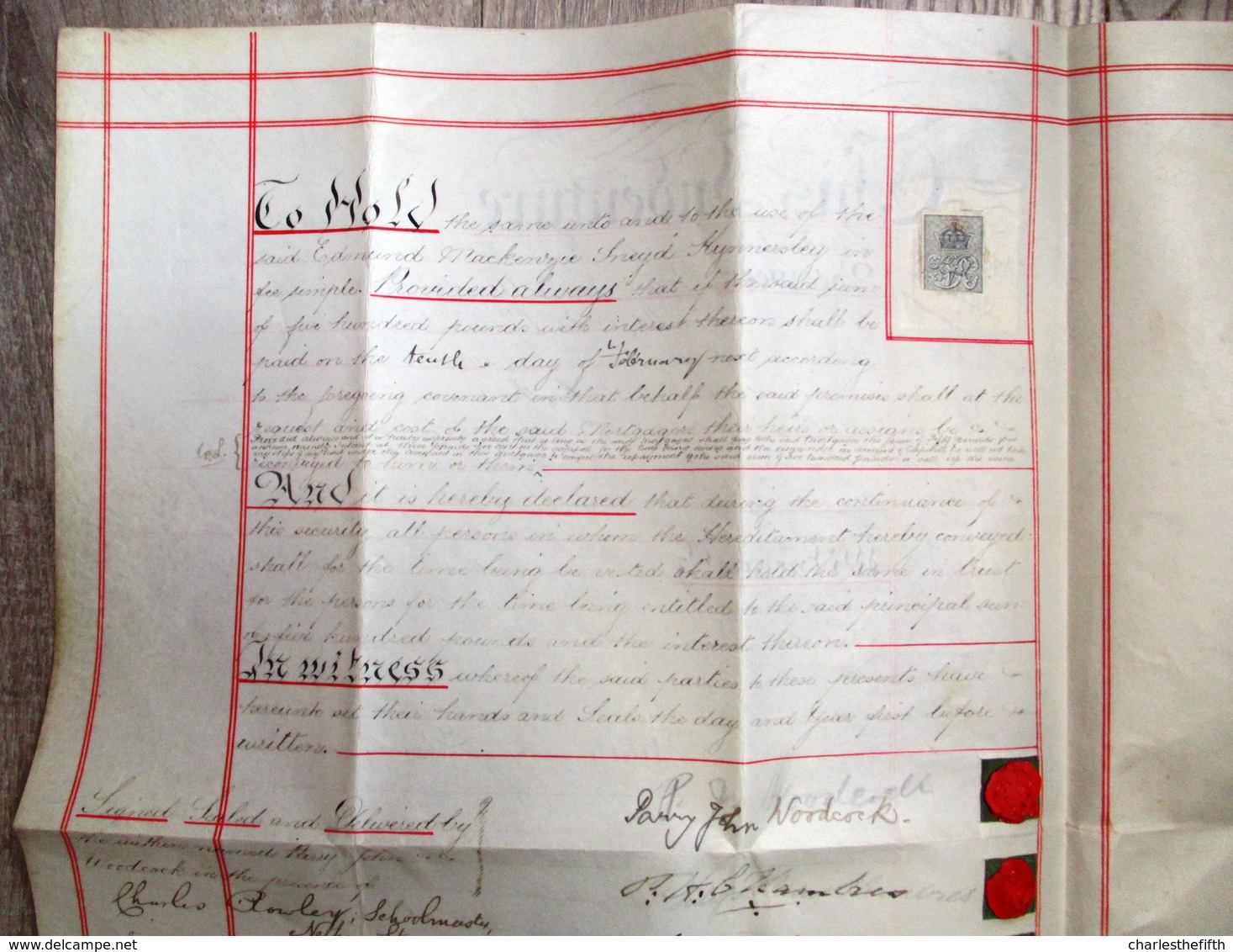 SUPERB MORTGAGE ** SOMMERSET - CHESTER 1896 - WOODCOCK - MACKENZIE KYNNERSLEY ** SEE SCANS PLEASE - Documentos Históricos