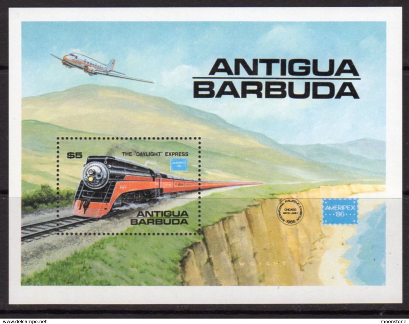 Antigua & Barbuda 1986 Ameripex Trains MS, MNH, SG 1018 - Antigua And Barbuda (1981-...)