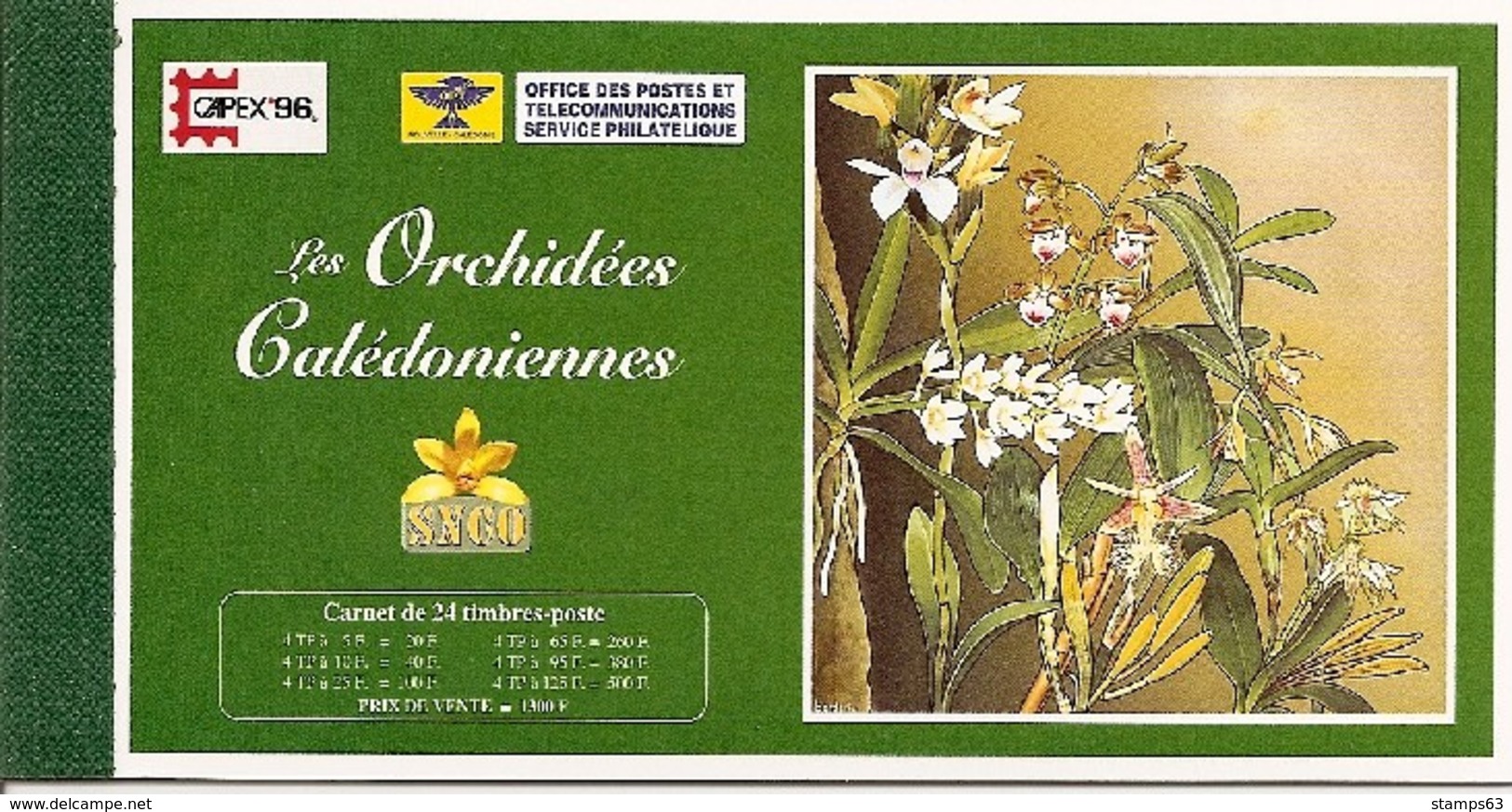 NEW CALEDONIA / NOUV CALEDONIE, 1996, Booklet / Carnet 10 , Orchids, Prestige Booklet, Capex 96 - Carnets