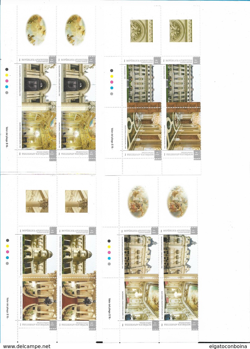 ARGENTINA 2009: Architecture Historical Heritage 2 Sets Mint MNH Stamps Quarter Sheet - Unused Stamps