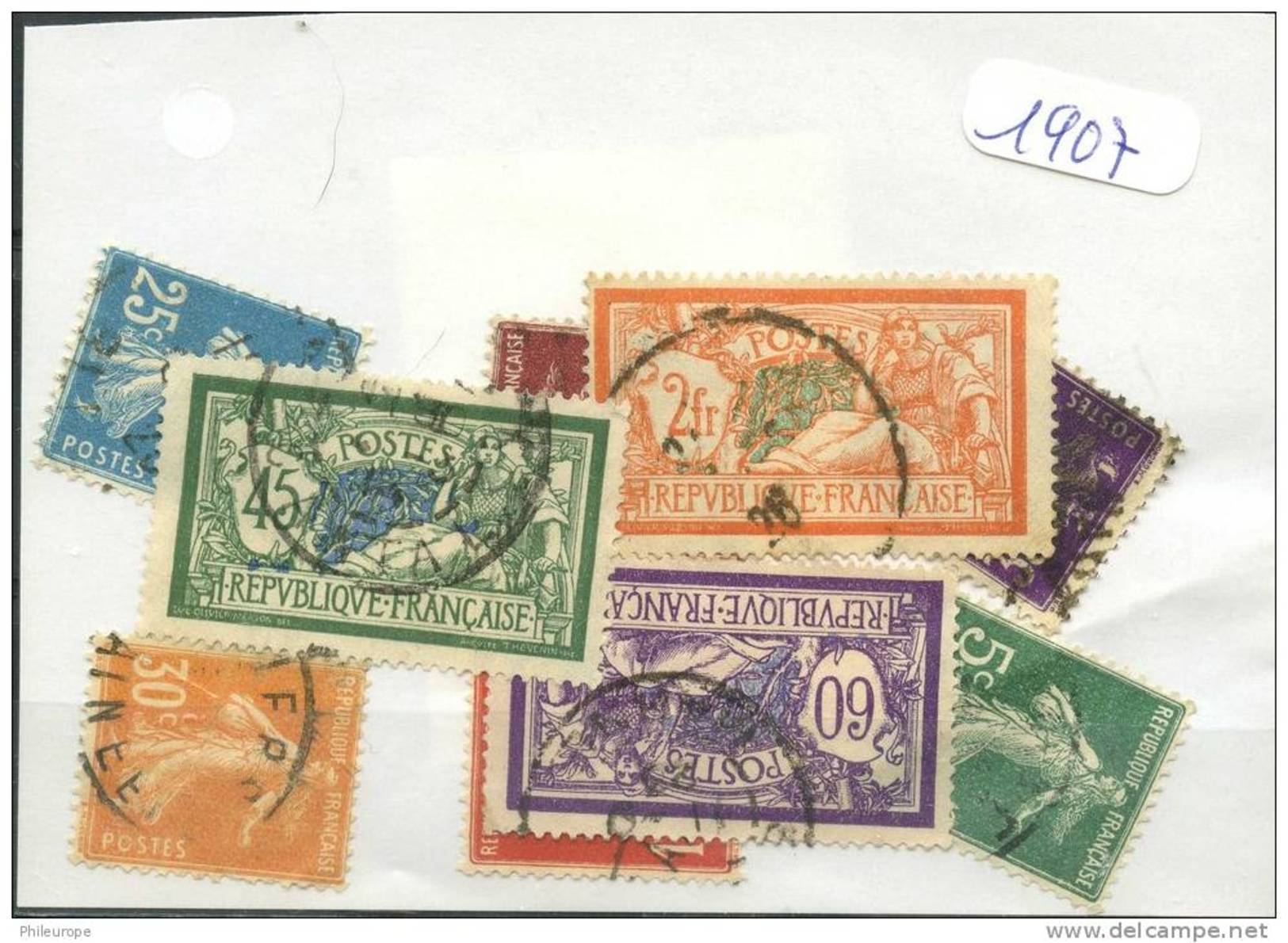 France  Années Completes (o) 1907 (9 Timbres) - ....-1939