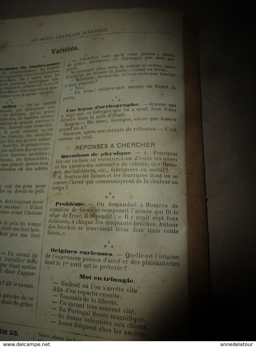 1890 Le Petit Français illustré:Les bienfaits de l'association de végétaux ;Vercingétorix ; Les animaux utiles ; etc