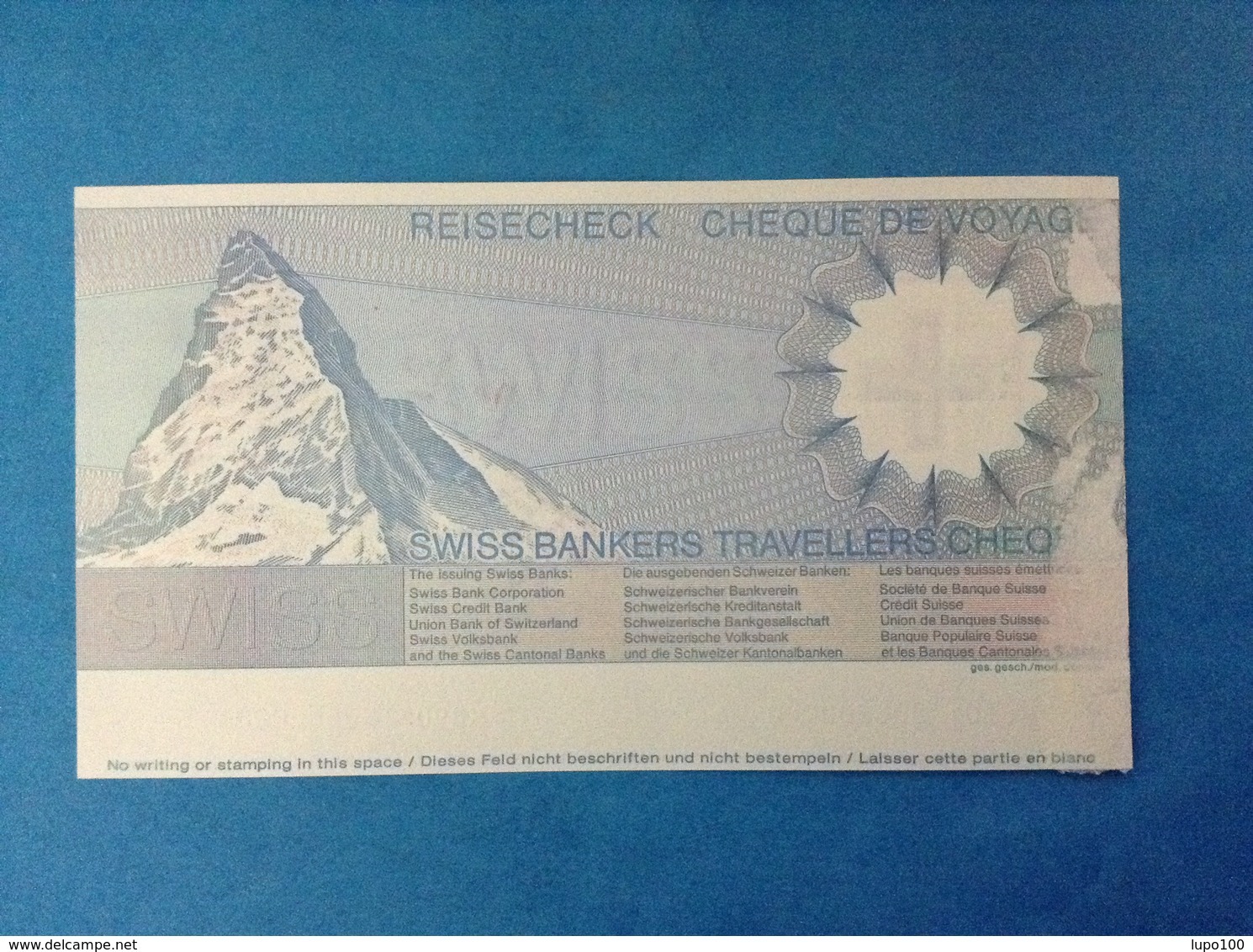 BANCONOTA SPECIMEN 100 FRANCS SWISS BANKERS TRAVELLERS CHEQUE REISECHECK - Specimen