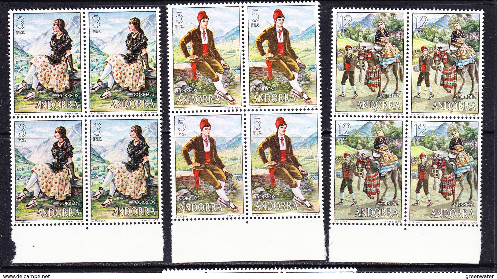 Andorra Sp. 1979 Trajes Populares / Popular Costumes 3v Bl Of 4  ** Mnh (39691) - Ongebruikt