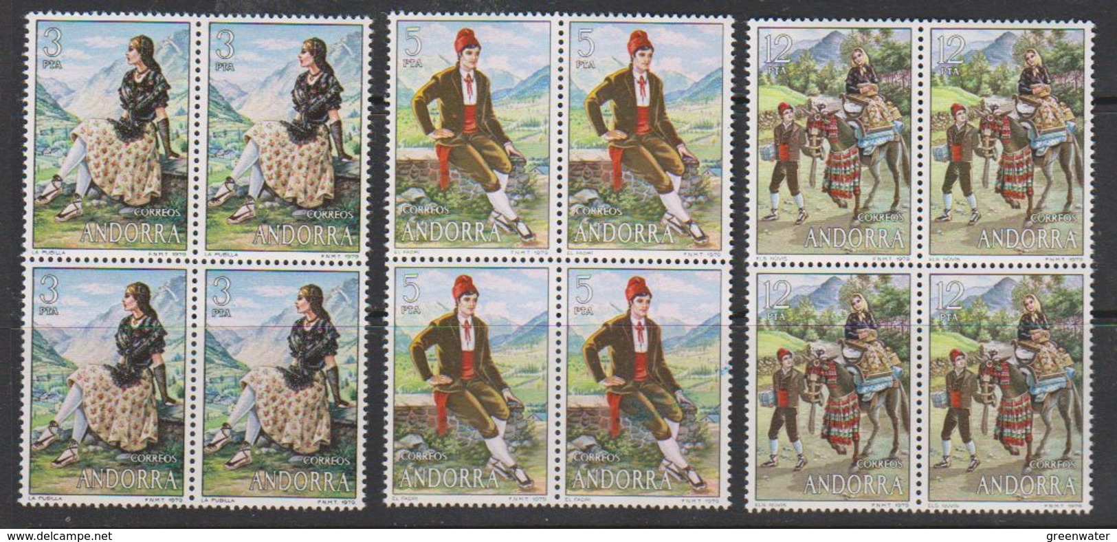 Andorra Sp. 1979 Trajes Populares / Popular Costumes 3v Bl Of 4  ** Mnh (39691A) - Ongebruikt