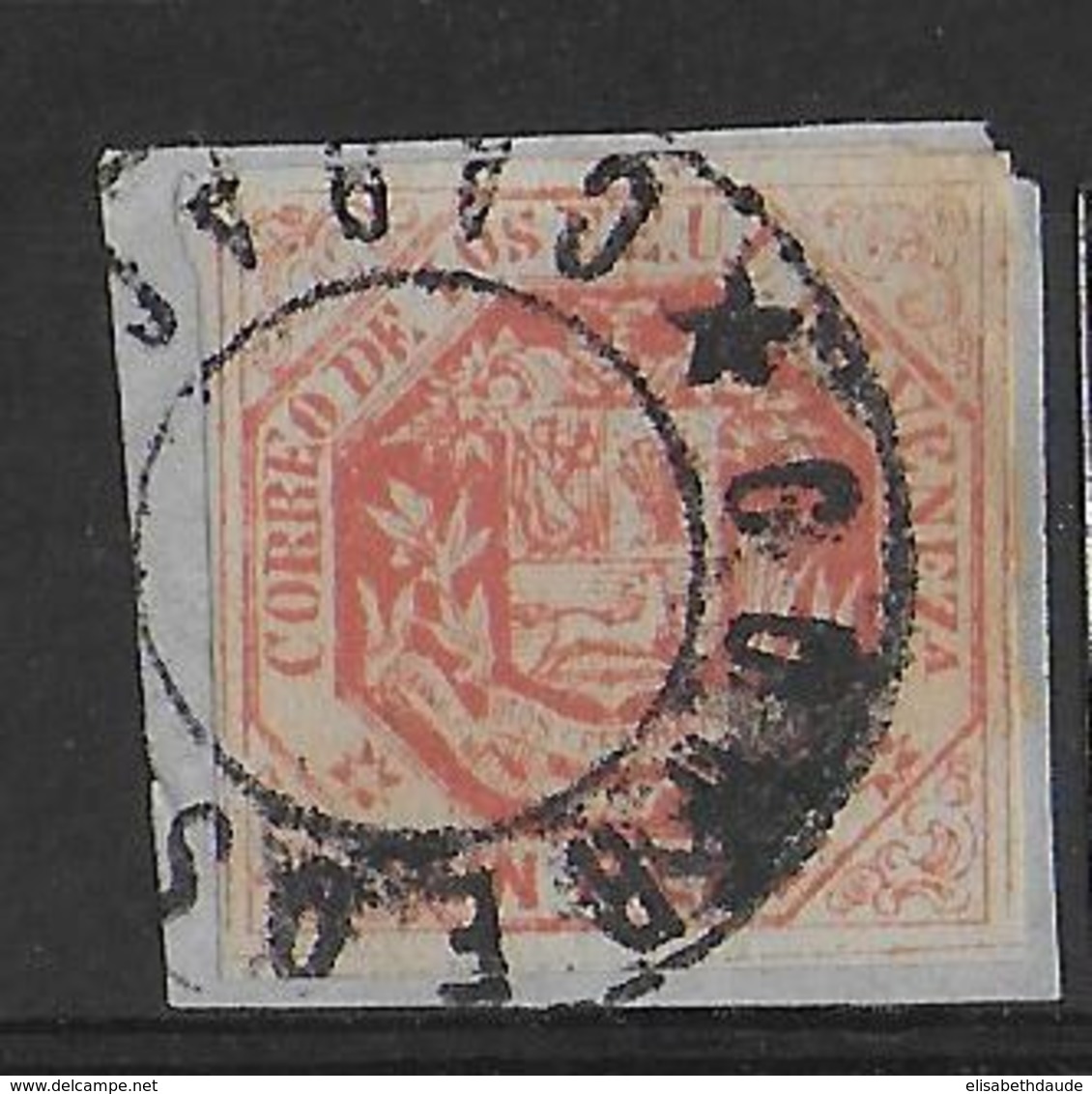 VENEZUELA - 1865 - YT N° 17 OBLITERE SUR PETIT FRAGMENT   - COTE = 25++ EUR - Venezuela