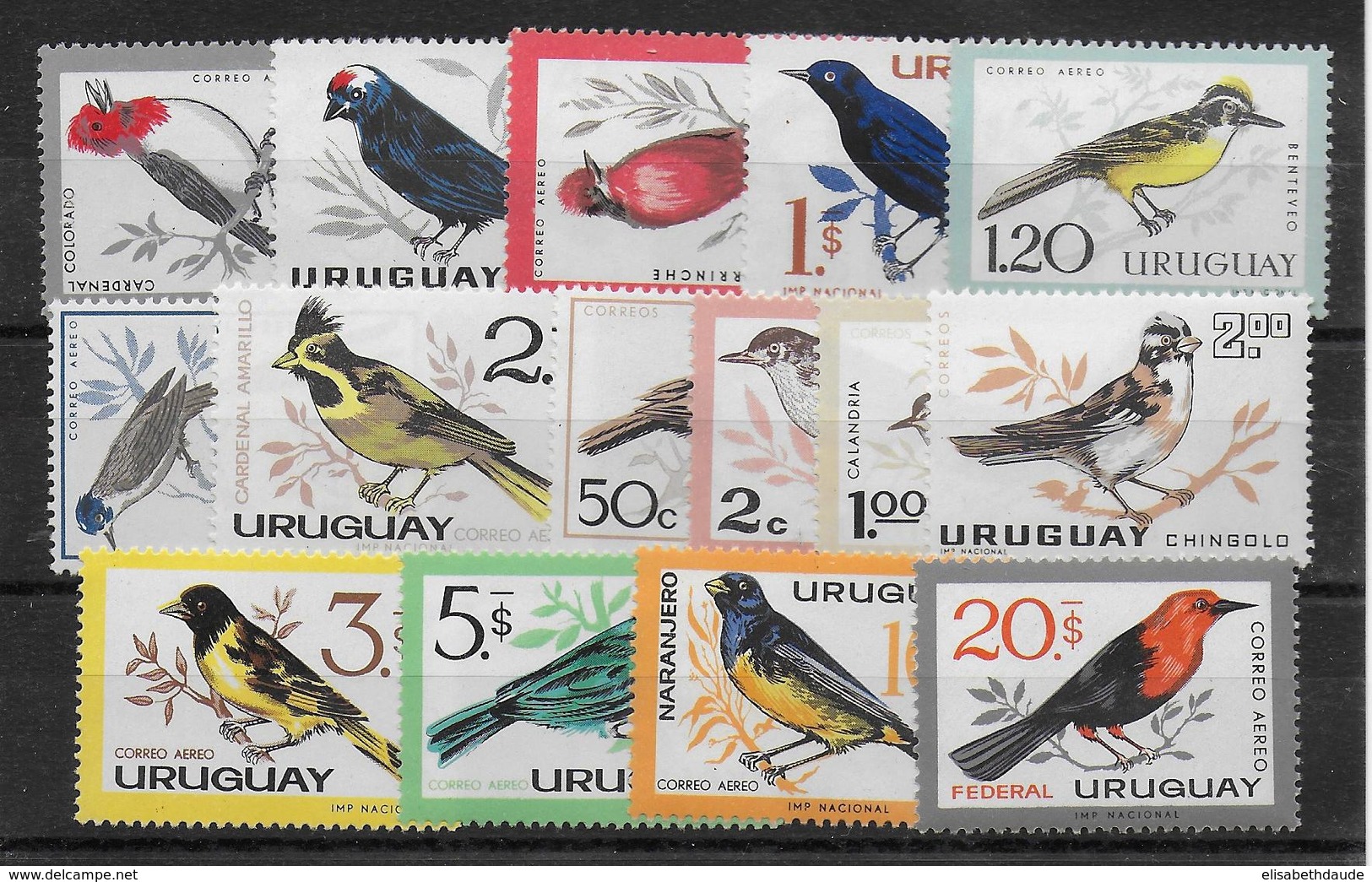 URUGUAY - 1963 - OISEAUX - YT N°706/709 + PA 234/243 ** - COTE = 44 EUR - Uruguay