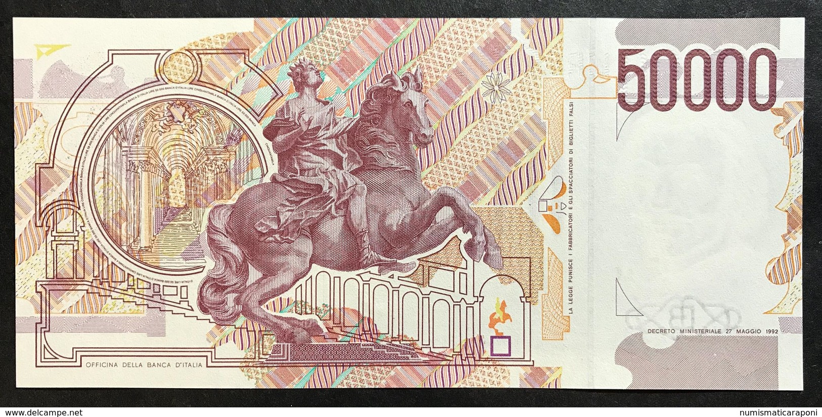 50000 Lire BERNINI II° TIPO SERIE E 1999 2 Es. Consecutivi Q.fds/fds  LOTTO.2102 - 50000 Liras