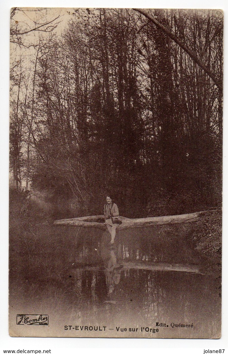 CPA   91   SAINT CHERON -  SAINT EVROULT    1925      VUE SUR L ORGE     FEMME ASSISE AU BORD DE L EAU - Saint Cheron