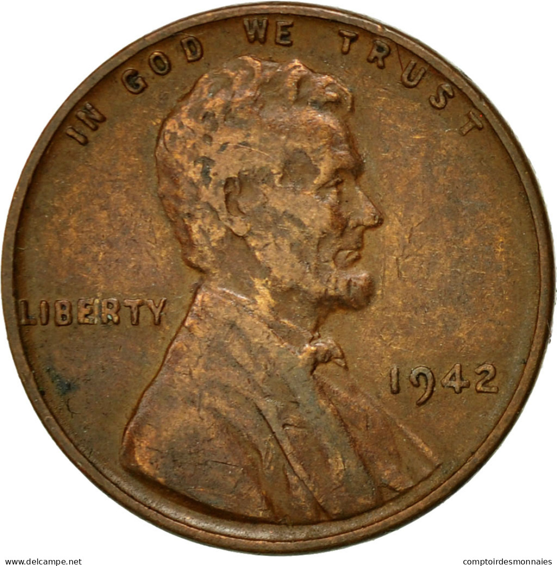 Monnaie, États-Unis, Lincoln Cent, Cent, 1942, U.S. Mint, Philadelphie, TB+ - 1909-1958: Lincoln, Wheat Ears Reverse