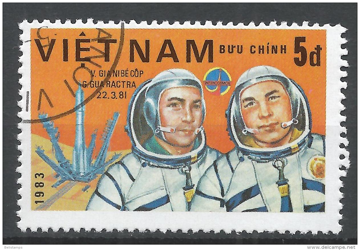Viet Nam Democratic Republic 1983. Scott #1279 (U) Cosmonauts, Dzhanibekov, Gurragcha * - Viêt-Nam