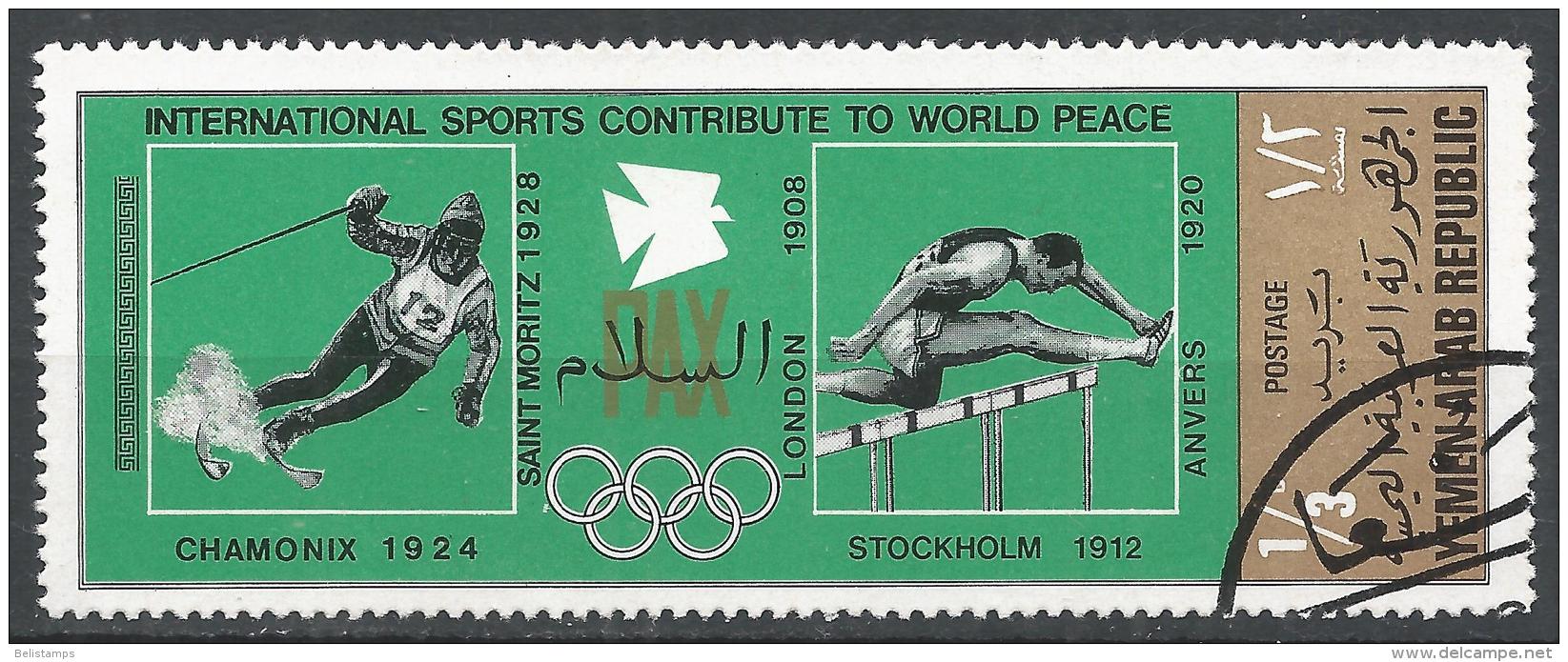 Yemen 1971. Scott #287A (U) Intl. Sports Contribute To World Peace, Skier, Hurdler * - Yémen