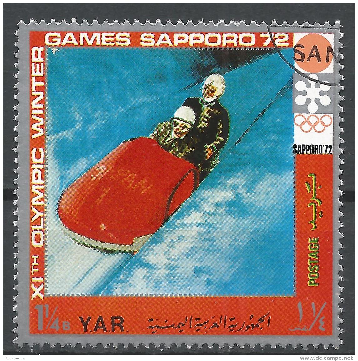 Yemen 1971. Scott #298d (U) Winter Olympic Games, Sapporo, Bobsled - Yemen