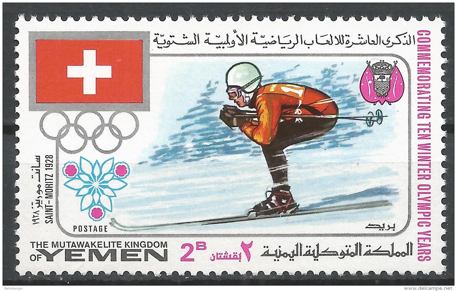 Kingdom Of Yemen 1968. Michel #530 (MNH) Winter Olympic Grenoble, Downhill Skiing - Yémen