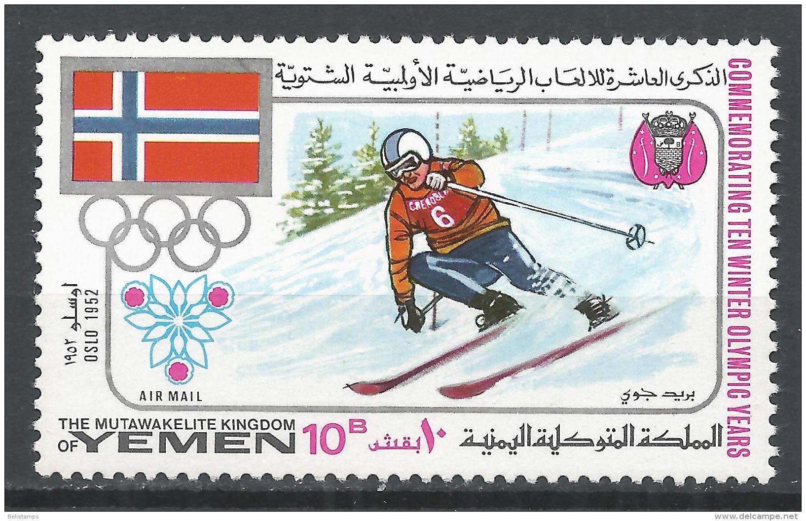 Kingdom Of Yemen 1968. Michel #534 (MNH) Winter Olympic Grenoble, Downhill Skiing - Yemen