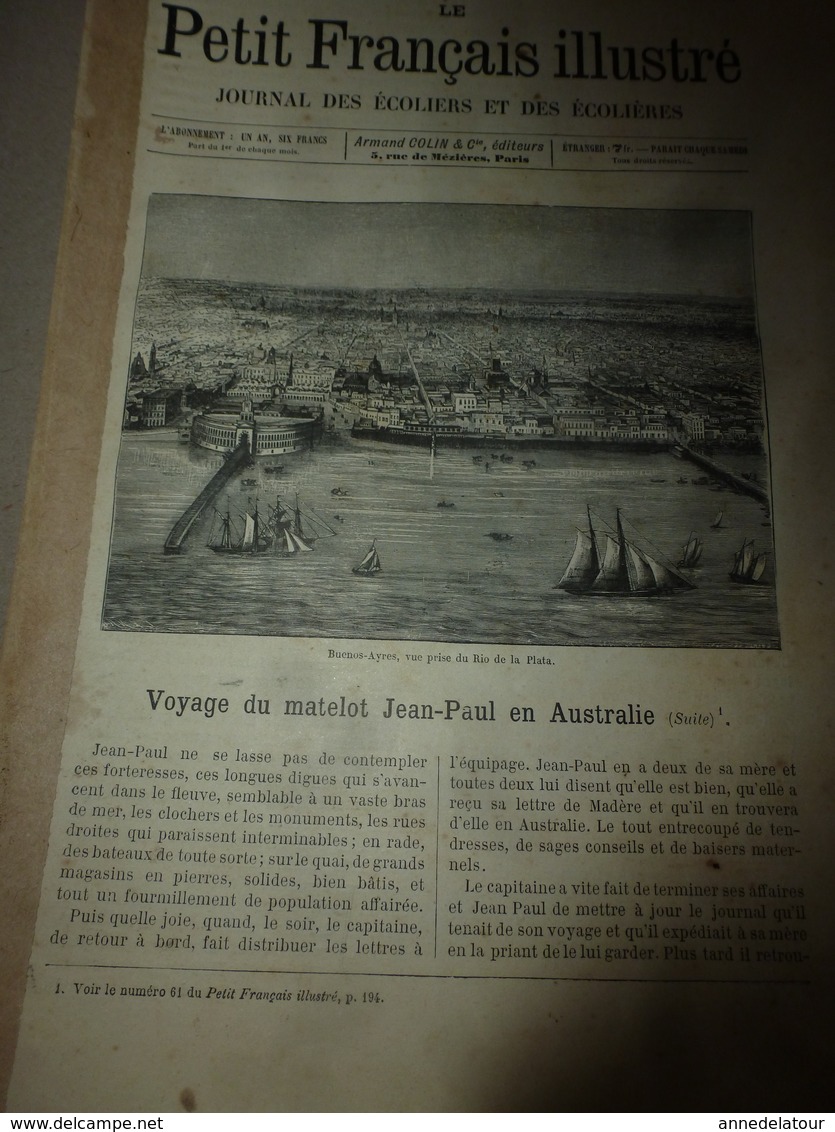 1890 Le Petit Français Illustré:Buenos-Ayres;Le Père Latapie à Gruchy-en-Valois;Turenne Et L'enfant; L'eau à Paris;etc - 1850 - 1899