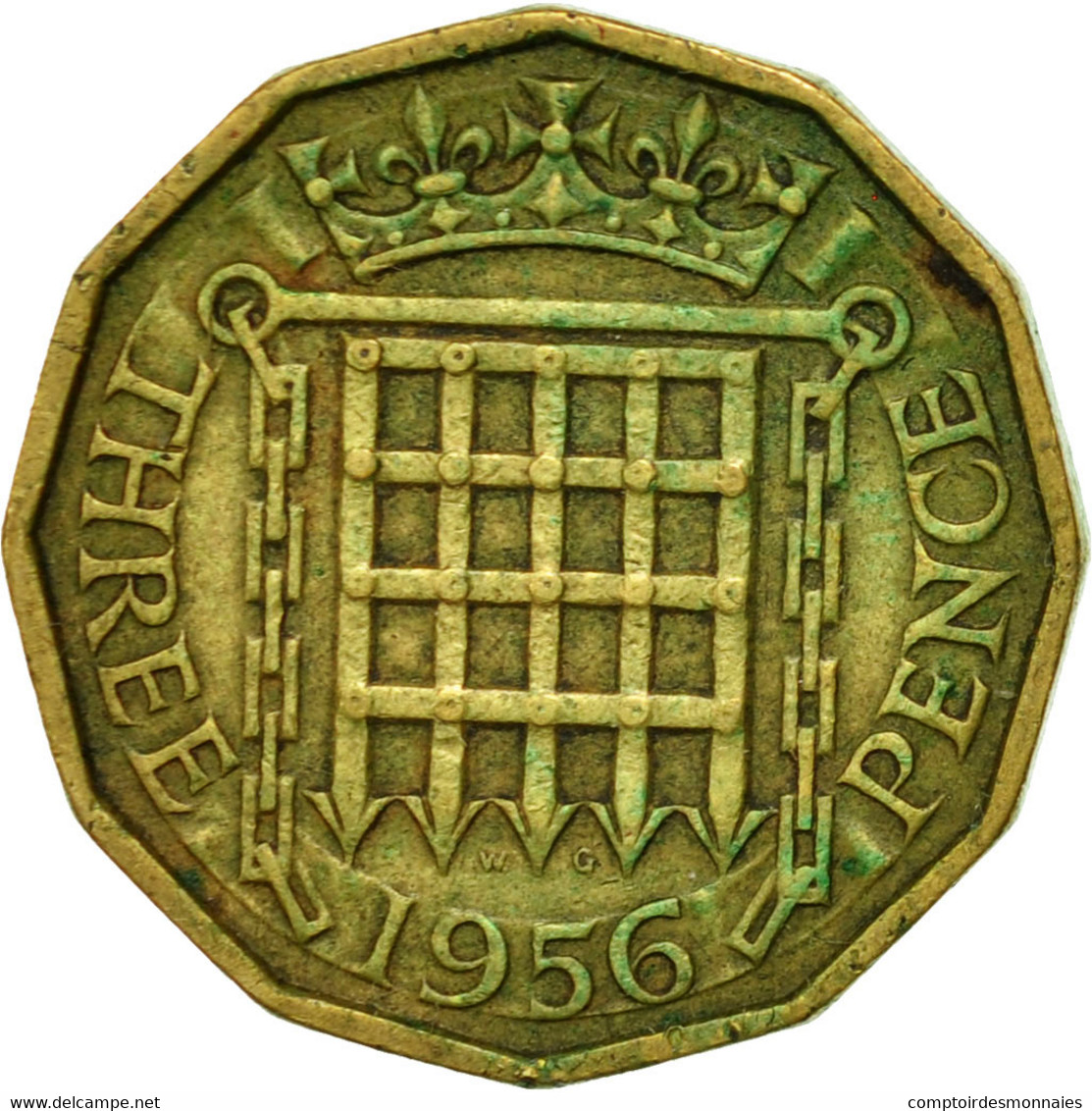 Monnaie, Grande-Bretagne, Elizabeth II, 3 Pence, 1956, TTB, Nickel-brass, KM:900 - F. 3 Pence