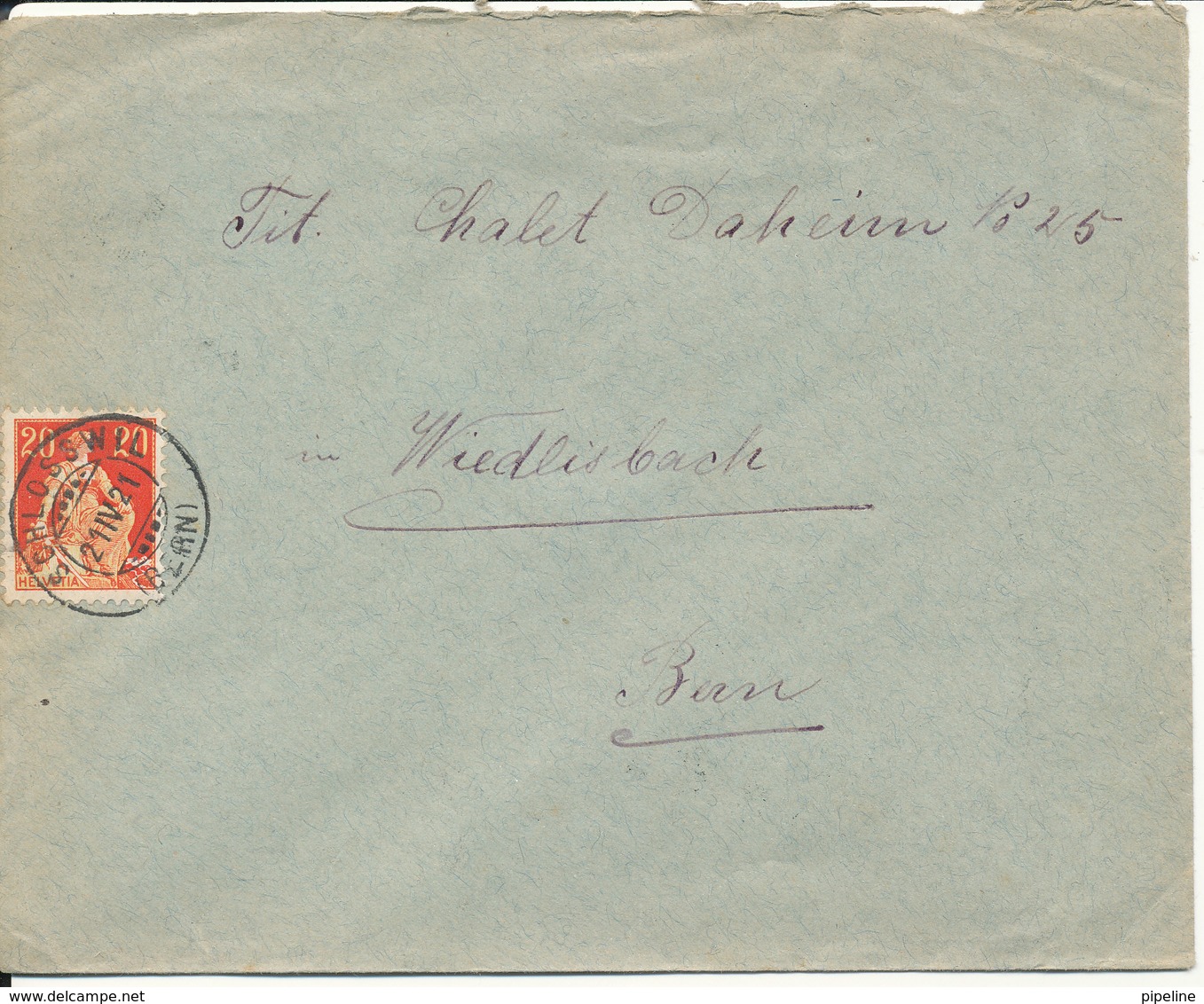 Switzerland Cover Schlosswil 21-4-1921 Single Franked - Covers & Documents
