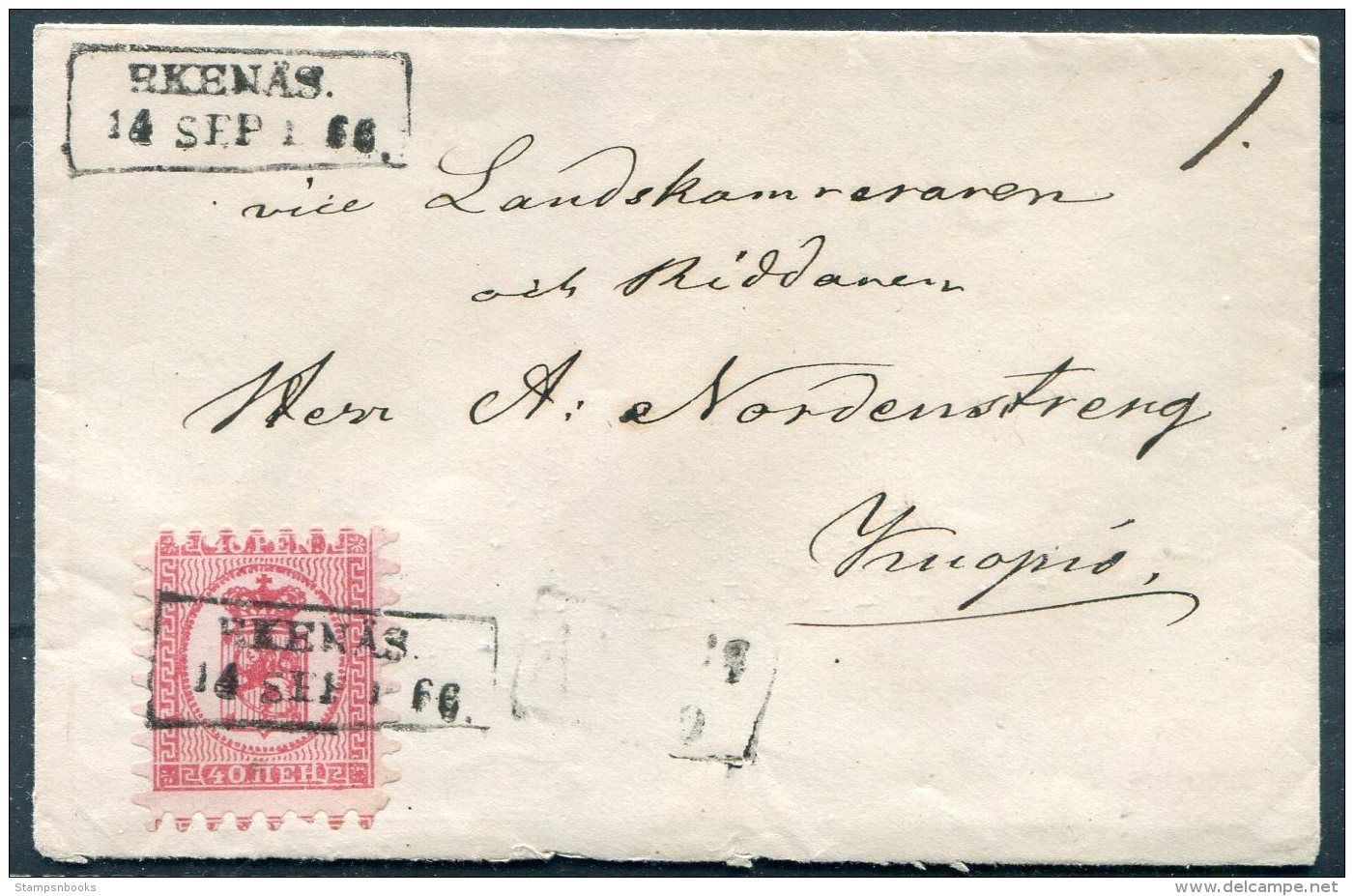 1866 Finland Cover - Kuopio, Ekenas 'low Box' Cancel. 40 Penni - Covers & Documents