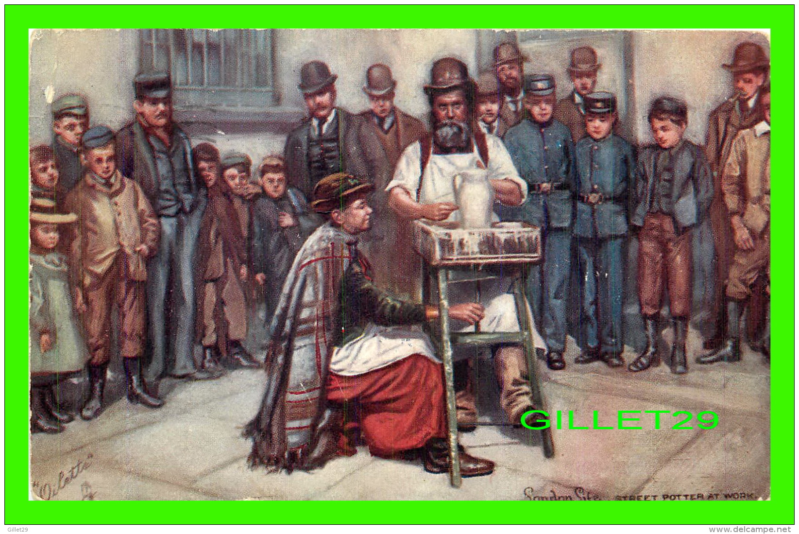 LONDON, UK - LONDON LIFE, STREET POTTER AT WORK - TRAVEL IN 1908 - RAPHAEL TUCK &amp; SONS OILETTE - - London Suburbs