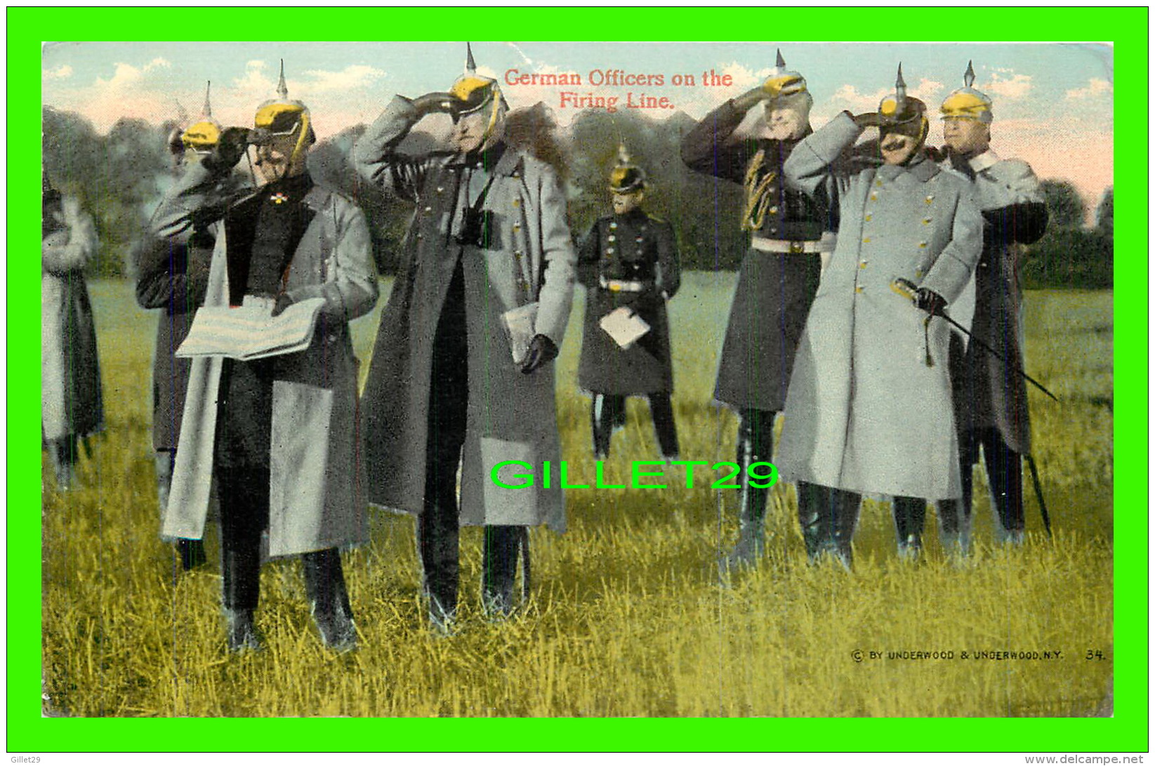 MILITARIA -  GERMAN OFFICERS ON THE FIRING LINE - WATCHING THE STEADY ADVANCE OF THE KAISER'S ARMY - W. C. A. - - Manoeuvres