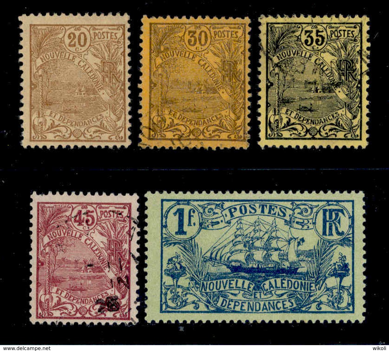 ! ! New Caledonia - 1905 Stamps - YT 94, 96, 97, 99 & 102 - MH & Used (AA035) - Unused Stamps