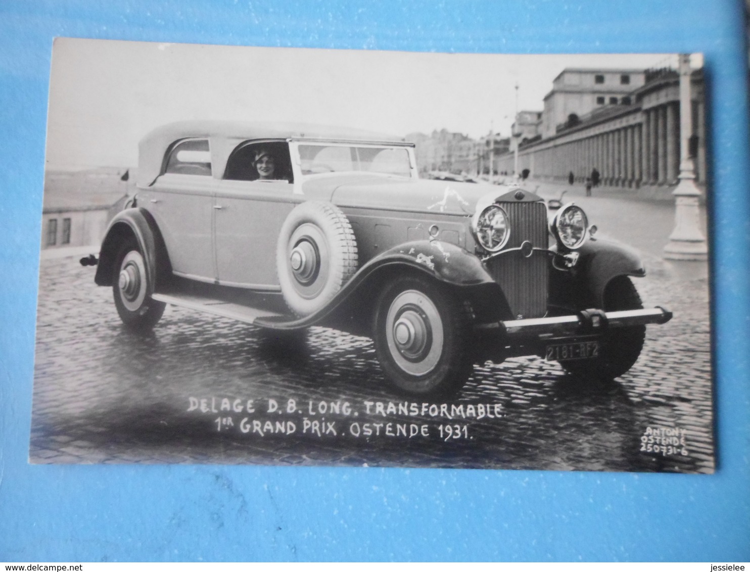 CPA PHOTO AUTOMOBILE DELAGE D 8 LONG TRANSFORMABLE - 1ER GRAND PRIX - OSTENDE 1931 - Turismo