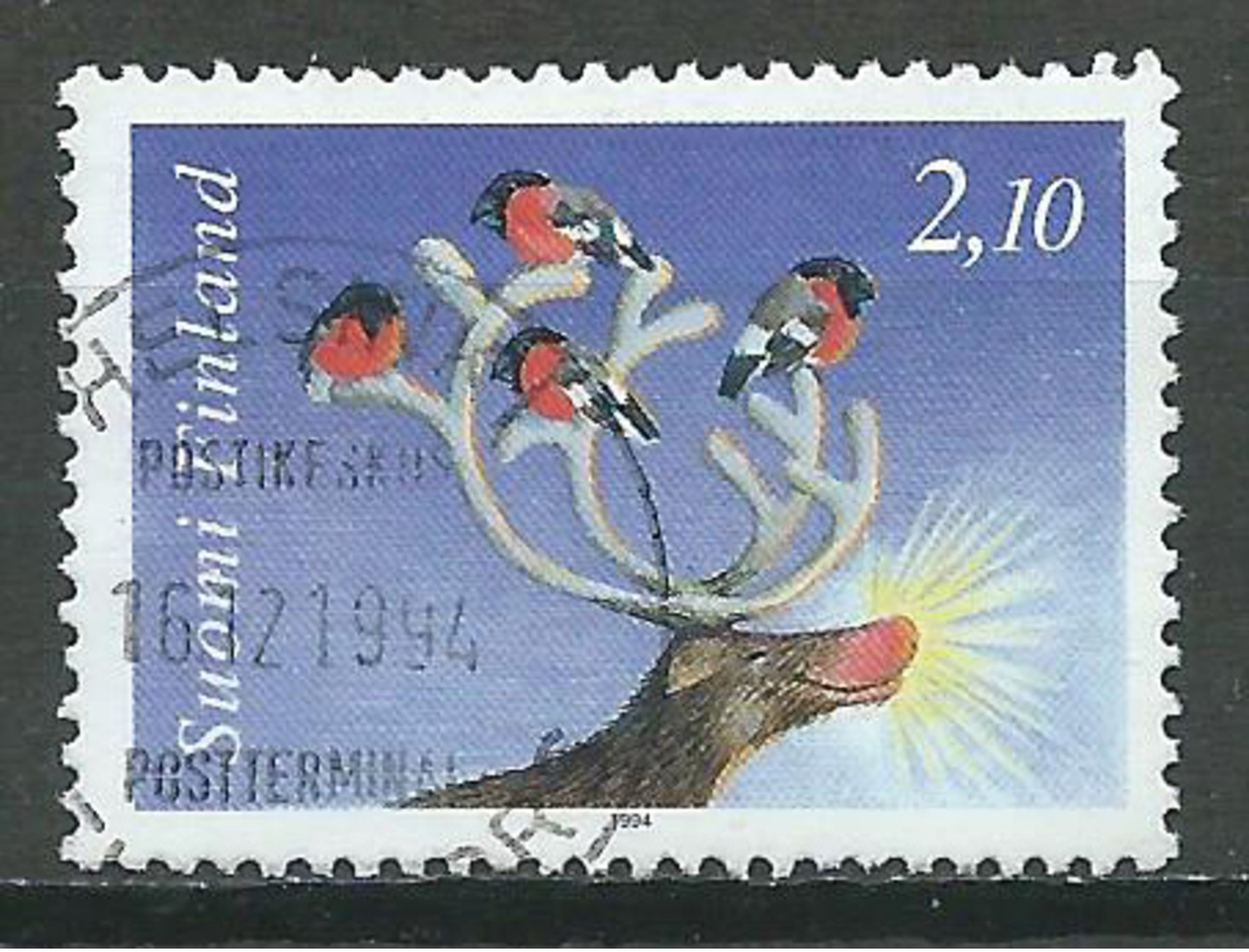 Finlande YT N°1240 Noel 1994 Renne Au Nez Rouge Oblitéré ° - Oblitérés