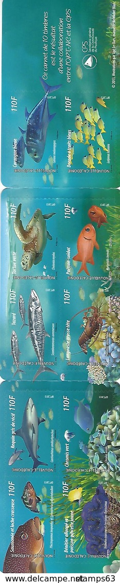NEW CALEDONIA / NOUV CALEDONIE, 2013, Booklet / Carnet 26 , Sea-life In Lagoons (fishes, Turtle) - Markenheftchen