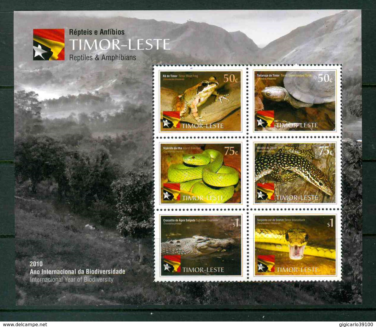 TIMOR LESTE MICHEL BL 2 MNH** REPTILES FROGS SNAKES TURTLES CROCODILES - Timor Oriental