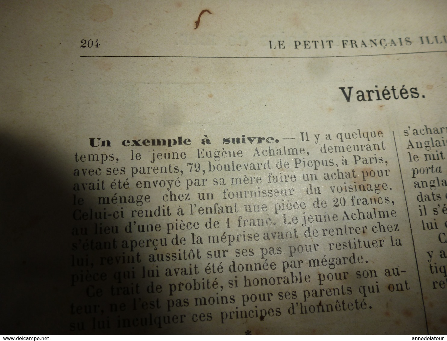 1890 Le Petit Français illustré:Travaux(eau potable à Paris);Probité d'Eugène Achalme à Paris;Chien british héroïque;etc