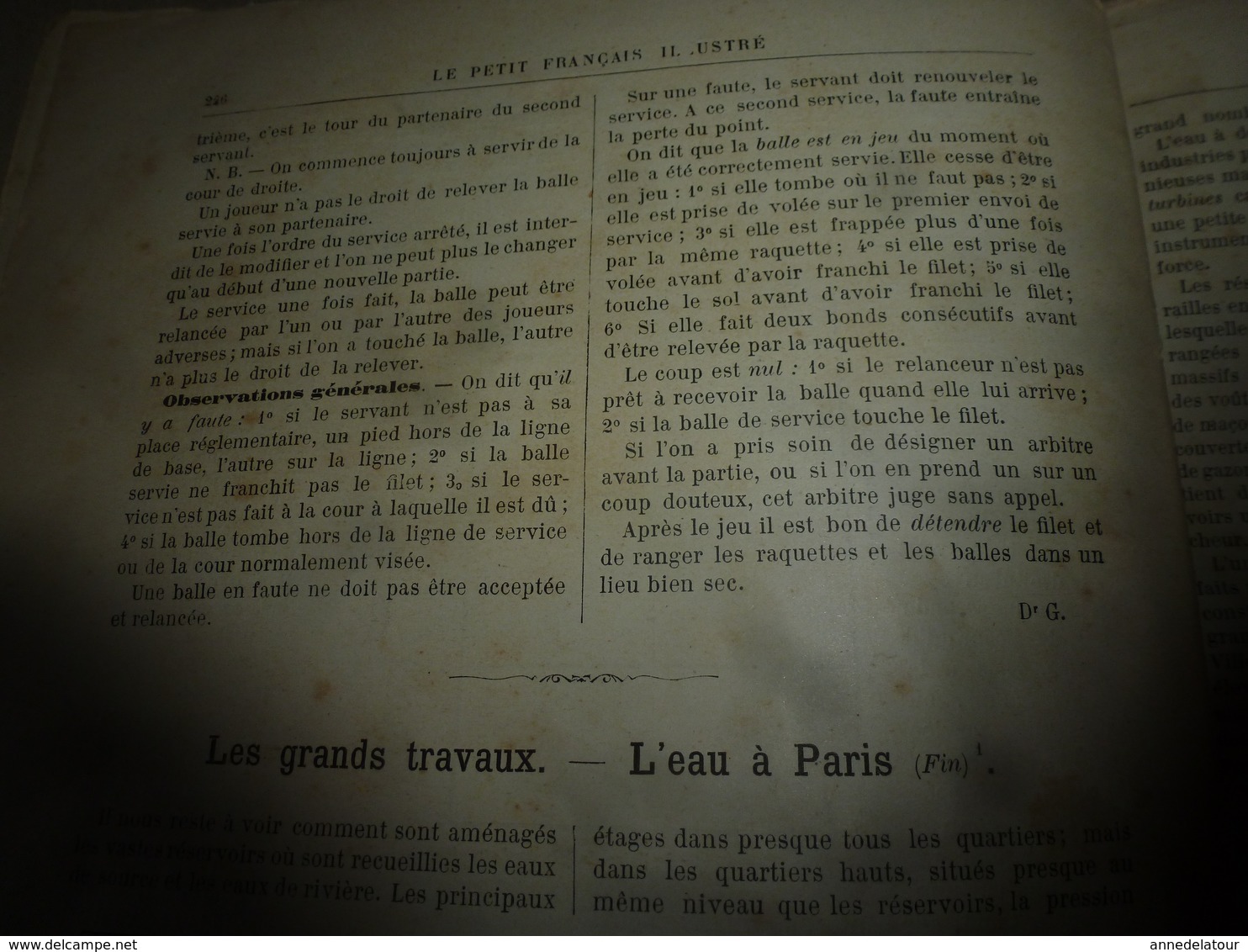 1890 Le Petit Français illustré:Au temps préhistorique;Les règles du jeu du LAWN-TENNIS et équipement; L'eau à Paris;etc