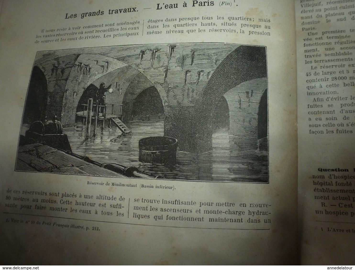 1890 Le Petit Français illustré:Au temps préhistorique;Les règles du jeu du LAWN-TENNIS et équipement; L'eau à Paris;etc