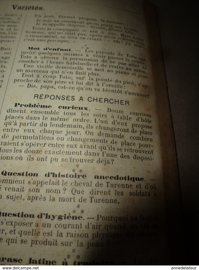 1890 Le Petit Français illustré:Au temps préhistorique;Les règles du jeu du LAWN-TENNIS et équipement; L'eau à Paris;etc