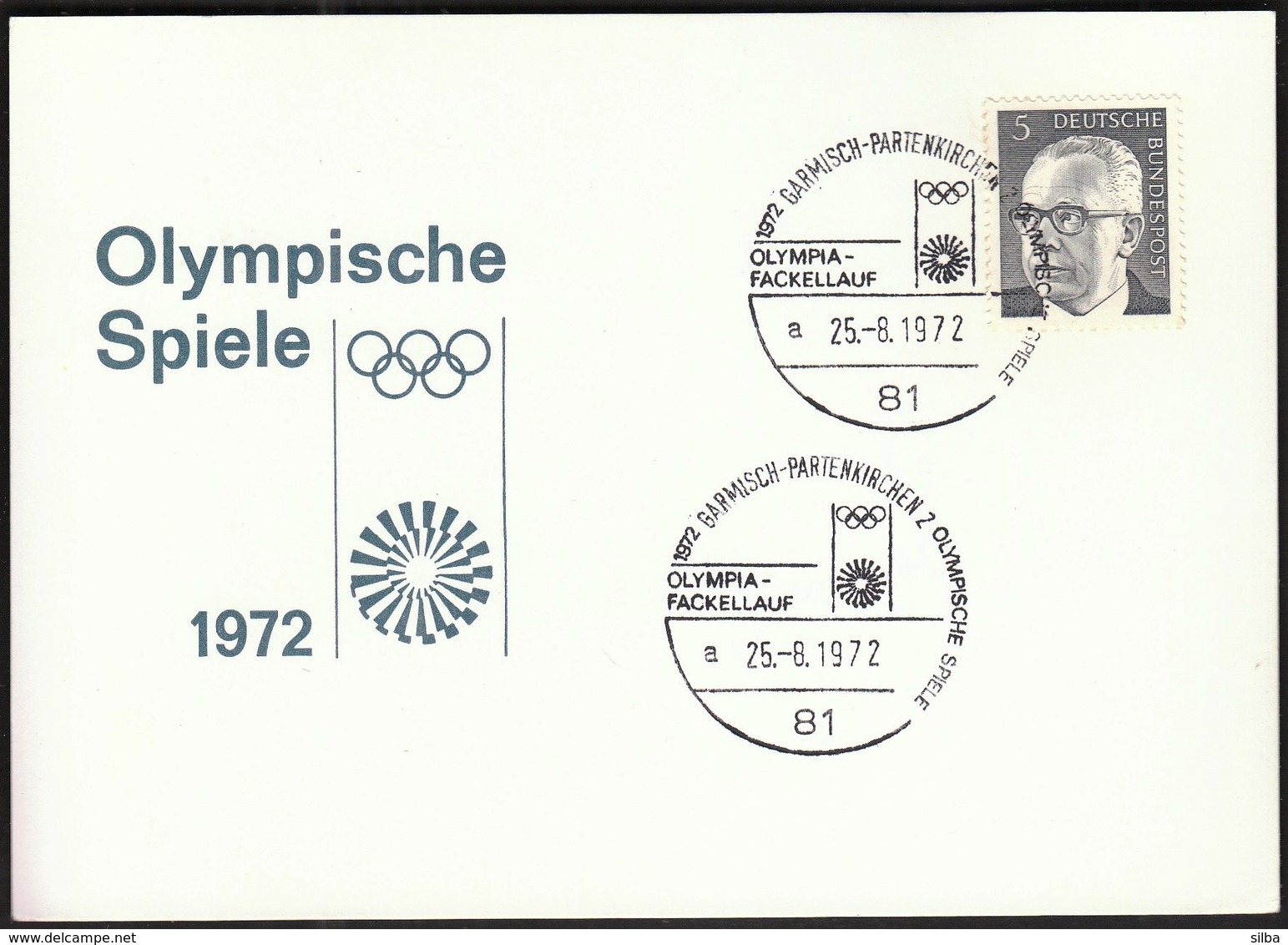 Germany Garmisch-Partenkirchen 25.8.1972 A / Olympic Games Munich 1972 / Olympic Torch / Olympia Fackellauf - Ete 1972: Munich