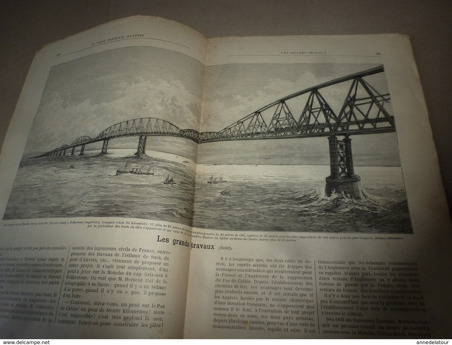 1890 Le Petit Français illustré:  L'écolier chinois; Le projet gigantesque du PONT sur la MANCHE ; Montée du RIGHI; etc