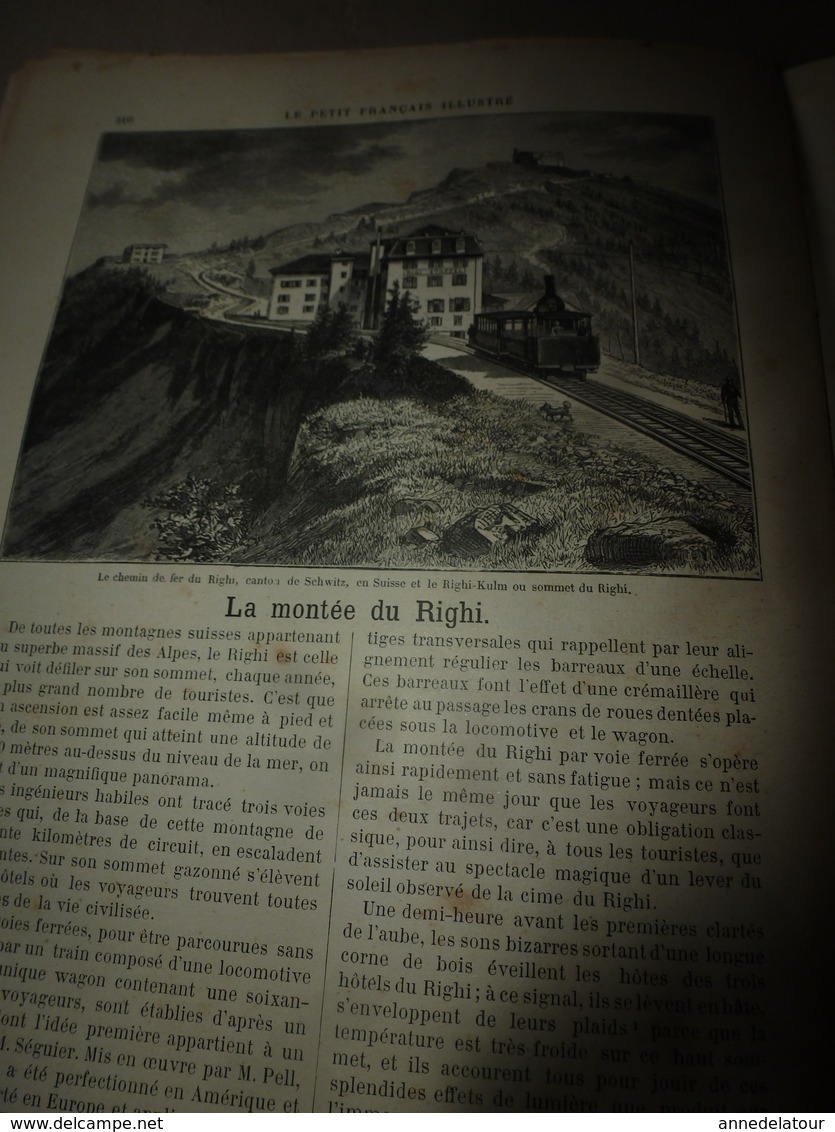 1890 Le Petit Français illustré:  L'écolier chinois; Le projet gigantesque du PONT sur la MANCHE ; Montée du RIGHI; etc