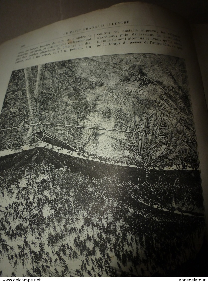 1890 Le Petit Français illustré: L'écolier chinois; Invasion -sauterelles;2 soldats du 5e Bataillon de Chasseurs à Pied