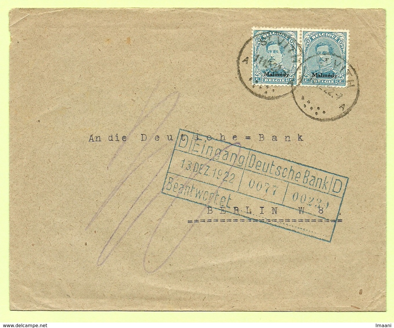 BZ 69 In Paar (opdruk Malmedy) Op Brief Stempel ST-VITH  (B8680) - OC55/105 Eupen & Malmédy