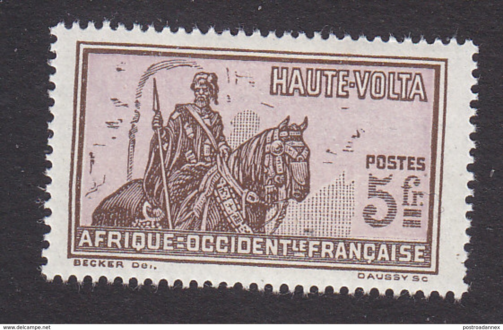 Upper Volta, Scott #63, Mint Hinged, Hausa Warrior, Issued 1928 - Neufs