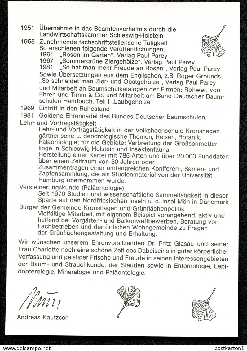 Bund PU117 B2/023 Privat-Umschlag FRITZ GLASAU KIEFERNZWEIG 1985 - Bäume